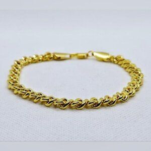 14K Gold Plated Cuban Curb Chain Link Bracelet Unisex